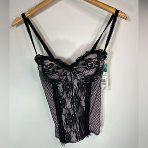 Smart & Sexy Black and Pink Lace Corset-Style Bra Bustier